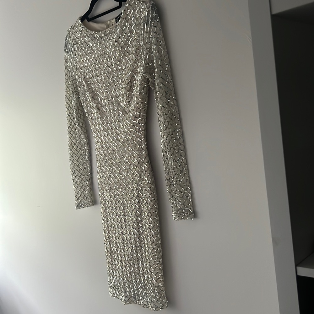 Beautiful silver sequin beige slip dress by Windsor. Never worn.